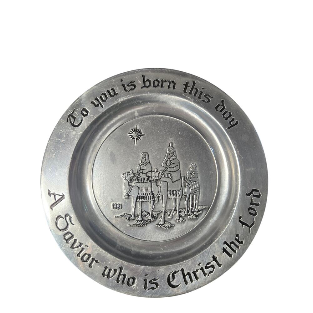 Vtg 1981 Wilton Armetale Pewter Christmas Plate Wise Men Luke 2:11 RWP Co